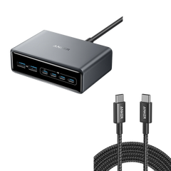 Anker Prime Charger (200W, 6 Ports, GaN) and USB-C to USB-C 100W Cable (10 ft)