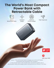 Anker Nano Power Bank (10K, 45W, Built-In Retractable USB-C Cable), 2-pack