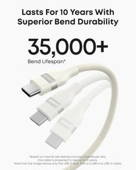 Anker USB-A to USB-C Cable (3 ft, Upcycled-Braided, 2 Pack)