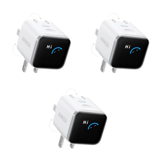 Anker Nano Charger (45W, Smart Display, 180° Foldable, 3-Pack)