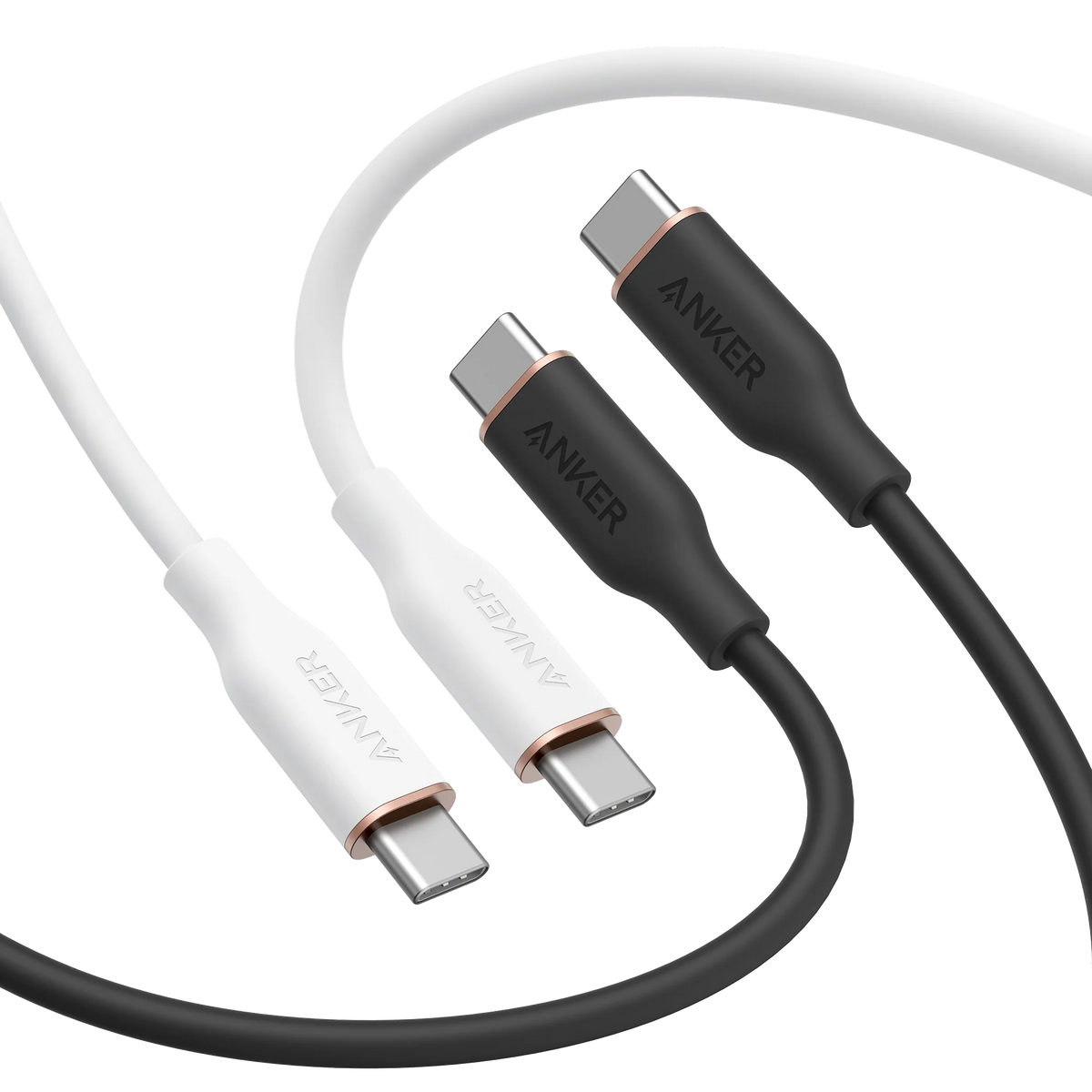 Anker 643 USB-C to USB-C Cable (Flow, Silicone, 240W, 2-Pack, Midnight Black)